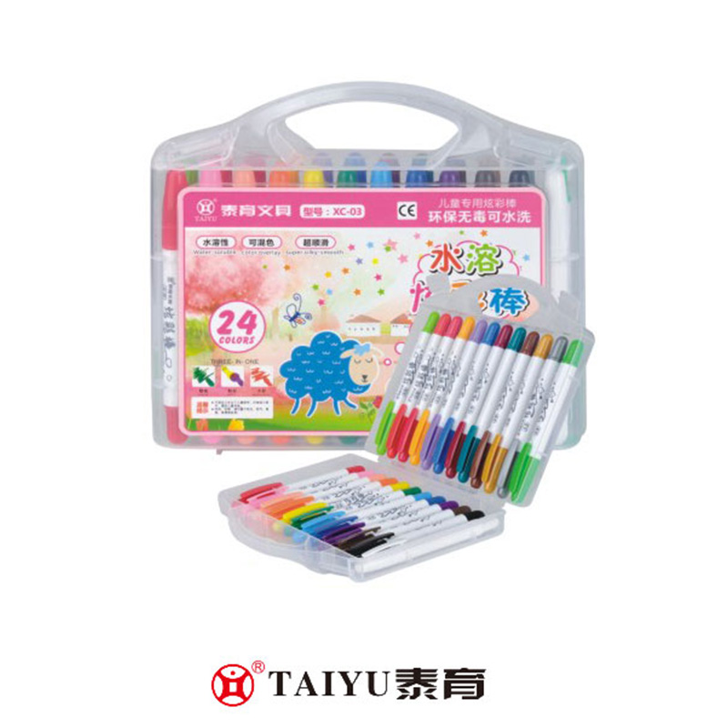 Elever använder Crayon 24 Colors In Pp Box Slät målning med pennhållare Crayon-XC 03